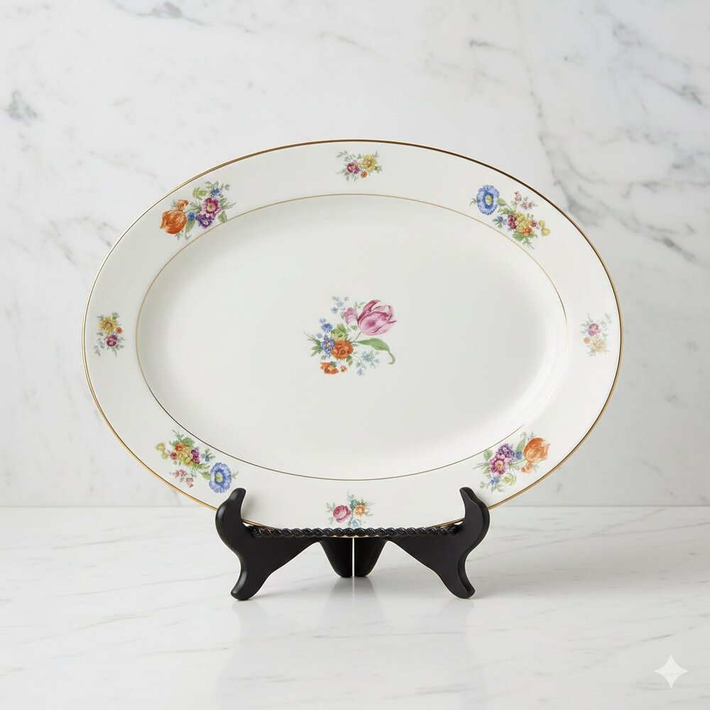 Lamberton · Serving Platter · Rita Maria · Floral Bouquet Pattern · Ivory China